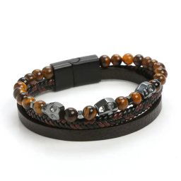 Gaira® Náramek Tygří oko Skull 30551
