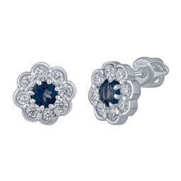 Stříbrné náušnice pecky Marguerite s přírodním London blue topazem a Brilliance Zirconia 8 mm