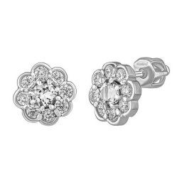 Stříbrné náušnice pecky Marguerite s čirým přírodním topazem a Brilliance Zirconia 8 mm