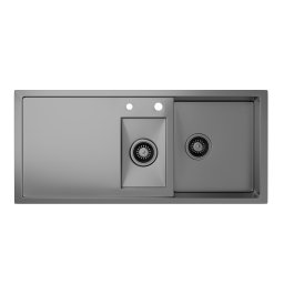 Klarstein TitanSteel kuchyňský dřez s odkapávačem, 100 x 45 cm, 2 dřezy, nerezová ocel, odolný vůči teplu