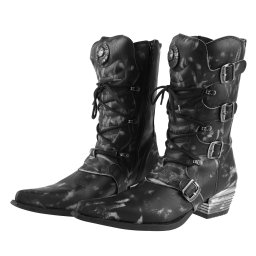 boty NEW ROCK - WEST NEGRO ACERO VINTAGE RASPADO - M.7993-S3
