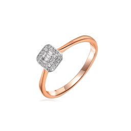 Zásnubní prsten s bagetou diamanty, růžové zlato IZBR1198R