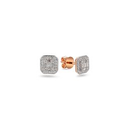 Napichovací náušnice s baguette diamanty Dana, růžové zlato IZBR1198RN
