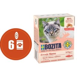 Bozita Fresh Menu kousky v omáčce s LOSOSEM MULTIPACK - konzerva pro kočky 6x370 g