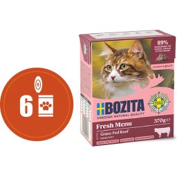 Bozita Fresh Menu kousky v rosolu s HOVĚZÍM MULTIPACK - konzerva pro kočky 6x370 g