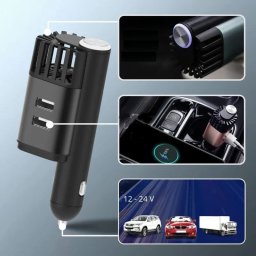 Čistič vzduchu + ionizátor + 24W nabíječka 2x USB 3v1 - do auta