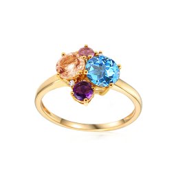Zlatý prsten s drahými kameny a diamanty 0.010 ct Maita IZBR604