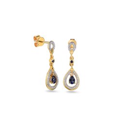 Diamantové náušnice se safíry 0,19 ct, žluté zlato IZBR1080ZN