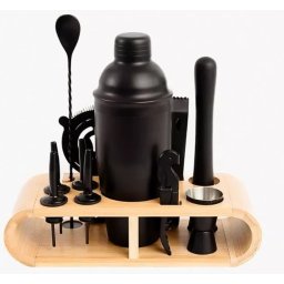 Koktejl shaker 750ml Set - Míchané drinky dárková sada 11 doplňků černý