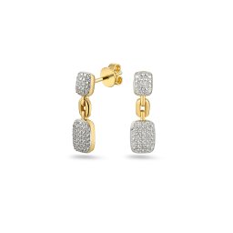 Náušnice ve žlutém zlatě s nápaditou diamantovou ozdobou IZBR1325N
