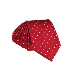 Pánská červená slim kravata s puntíky - 6 cm