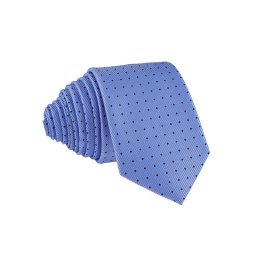Pánská modrá slim kravata s černými tečkami - 6 cm