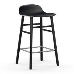 Výprodej Normann Copenhagen designové barové židle Form Barstool Wood (65 cm) - černá skořepina, podnož černý dub