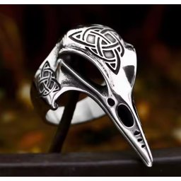 prsten Steel Viking Skull Raven - SS8-1272R