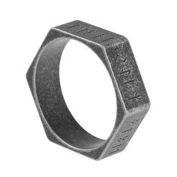 prsten Hexagon Viking Nordic Runes - BLACK - SS8-R230 BLACK