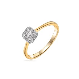 Zásnubní prsten s bagetou diamanty, žluté zlato IZBR1198
