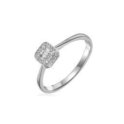 Zásnubní prsten s bagetou diamanty, bílé zlato IZBR1198A