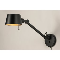 Nástěnné designové svítidlo s ramenem a vypínačem Niki Black