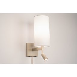 Nástěnné svítidlo do ložnice s vypínačem a lampičkou na čtení Bassel 34 White and Taupe
