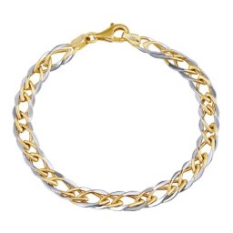 Silvego Náramek DOUBLE ROMBO z bílého a žlutého 14kt zlata 6 mm - TTG1622BGYW-17 cm