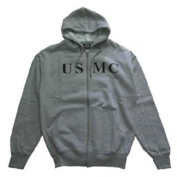 Mikina s kapucí USMC se zipem ŠEDÁ vel. XXL
