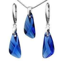 Sříbrný set Wing 23mm Capri Blue se Swarovski® Crystals LSW168S