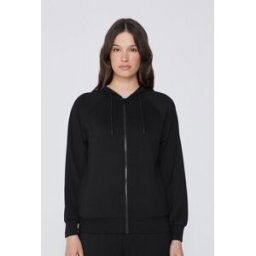 Tezenis Viskózová Mikina Soft Touch na Zip s Kapucí Žena Cerná Größe L