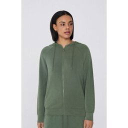 Tezenis Viskózová Mikina Soft Touch na Zip s Kapucí Žena Zelená Größe L
