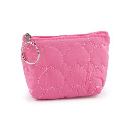 Malá peněženka / klíčenka srdce, prošívaná 11x8 cm, barva 3 pink