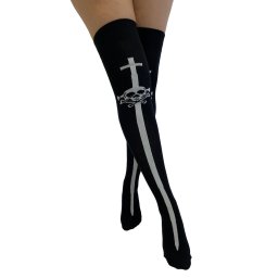 nadkolenky PAMELA MANN - Skull And Sword Over - Black - PM1095