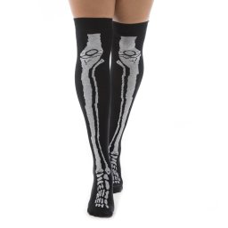 nadkolenky PAMELA MANN - Over - With Skeleton Bones - Black/White - PM1107