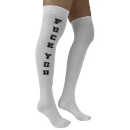 nadkolenky PAMELA MANN - F You Over - White/Black - PM1104