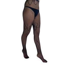 punčocháče PAMELA MANN - Flaming Net - Black - PM1087