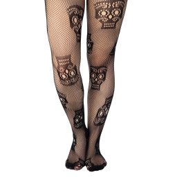 punčocháče PAMELA MANN - Sugar Skull - Black - PM1137