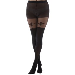 punčocháče PAMELA MANN - Goth Cross - Black - PM1134