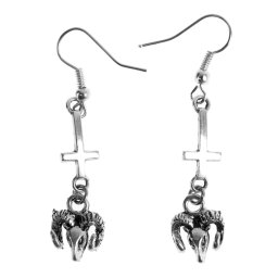 náušnice Cross/Baphomet - PSY814