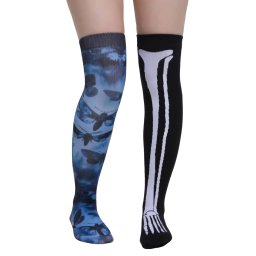 nadkolenky KILLSTAR x CORPSE BRIDE - Swarm Of Butterflies - Black/Blue - KSRA012391