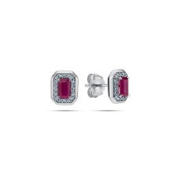 Decentní diamantové náušnice s rubínem 0,54ct KU2161A
