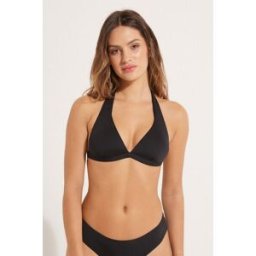 Tezenis Jednobarevná Recyklovaná Předtvarovaná Trojúhelníková Bikinová Podprsenka se Širokými Ramínky Žena Cerná Größe 2