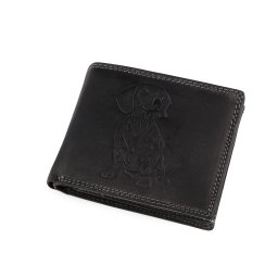 Pánská peněženka kožená pro myslivce, rybáře, motorkáře 9,5x12 cm, barva 29 černá pejsek
