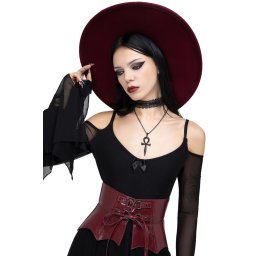 korzet (pás) dámský KILLSTAR - Wetland Bat Peplum - Red - KSRA012437