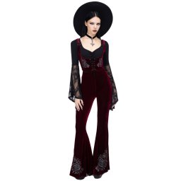 kalhoty dámské KILLSTAR - A Devil's Rose Flares - Red - KSRA011949