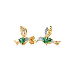 Diamantové náušnice kolibřík s diopsidem 0,80ct KU2036D