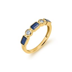Prsten se střídajícími se safíry a diamanty Jull KU1827