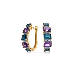 Honosné náušnice Farah s ametystem a topasem KU2174