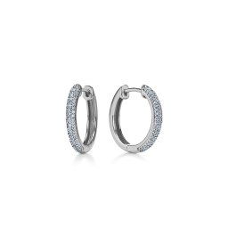 Kruhové náušnice 1,5 cm vykládané diamanty, bílé zlato KU2175A