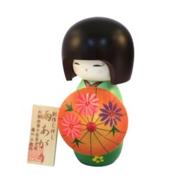 Japonská panenka Kokeshi Ameagari Green 16 cm
