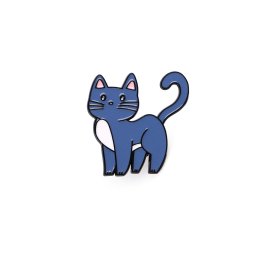 Brož / odznak kočka, barva 2 modrá