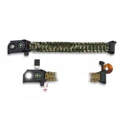 Albainox náramek paracord s kompasem, píšťalkou a svítilnou CAMO