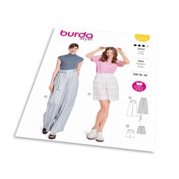 Střih Burda 5718 - Kalhoty marlene se širokými nohavicemi, šortky